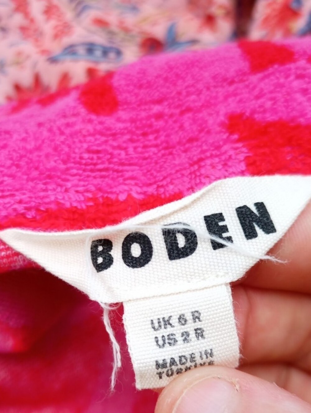 Boden pink and red plush Terrycloth Oriental print cover-up dress - Picture 9 of 10